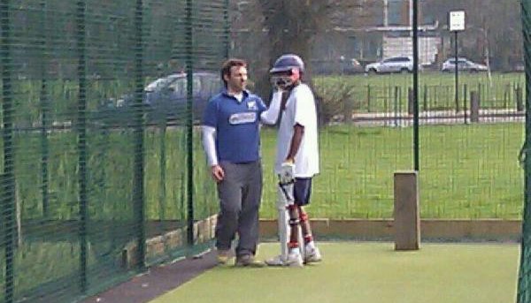 Touching moment ... Dan and Sham in the nets